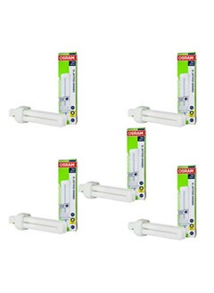 Osram Home Decorative High Qualtiy and Durable, 4 Pin Double Twin Tube CFL Bulb, 18 Watt Energy Saving Bulb, Warm White - (Pack of 5)