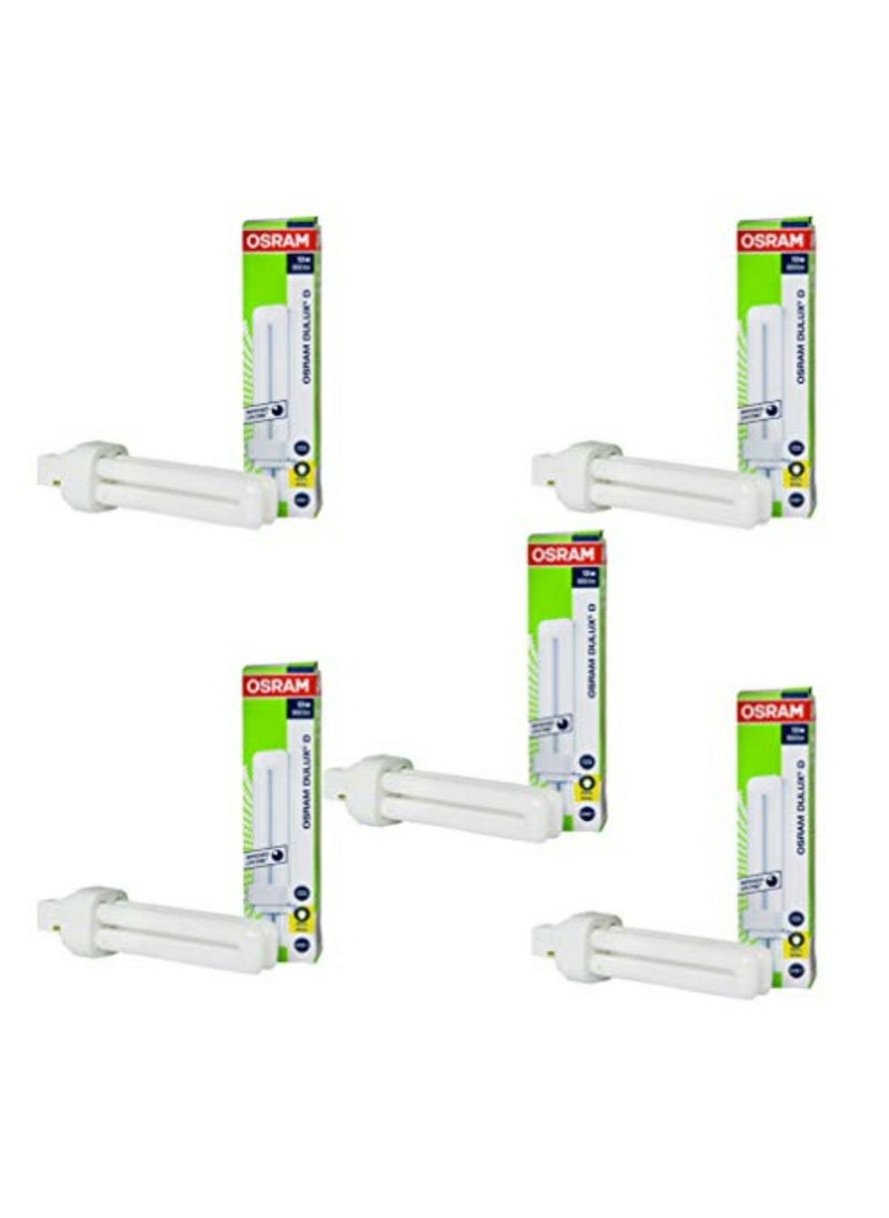 Osram - Osram Home Decorative High Qualtiy and Durable, 4 Pin Double Twin Tube CFL Bulb, 18 Watt Energy Saving Bulb, Warm White - (Pack of 5) - Image 1