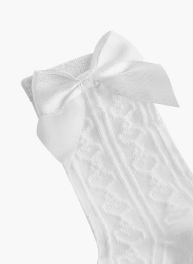 JUNIORS Textured Ankle Length Socks with Bow Detail - Set of 5