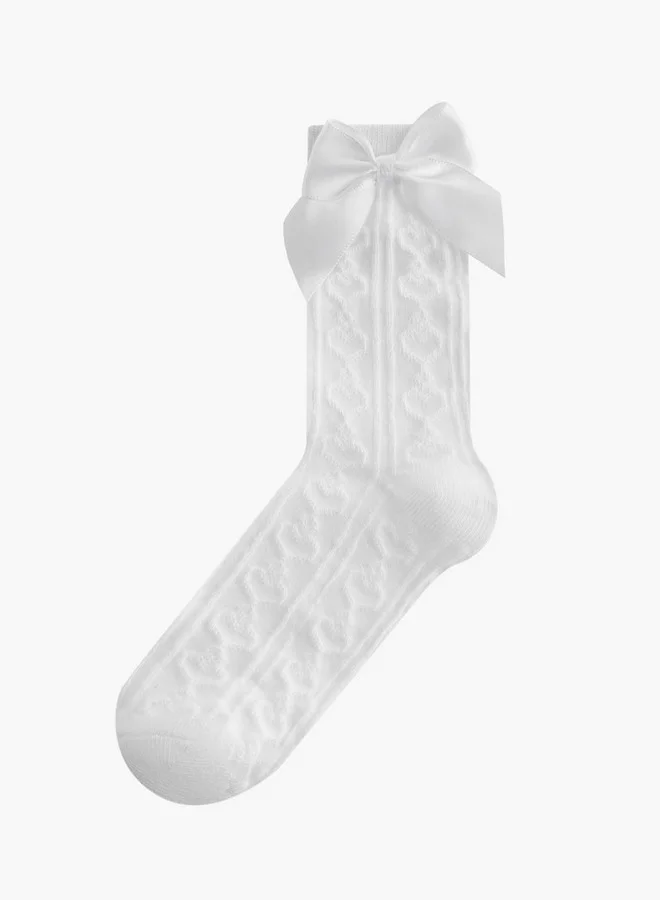 جونيورز Textured Ankle Length Socks with Bow Detail - Set of 5