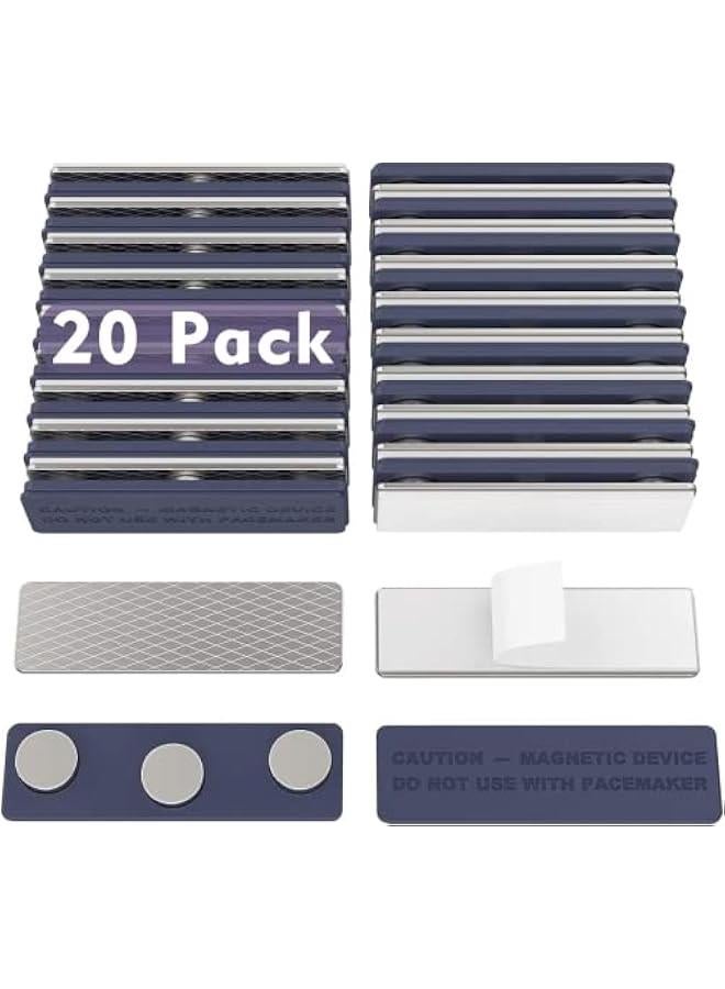 Generic Name Tag Magnets 20 Pack, Magnets for Nametags Magnetic Name Badge Holders, Name Tag Magnetic Adhesive Backing with 3 Neodymium Magnets (1.76 x 0.5 inches) - Image 1