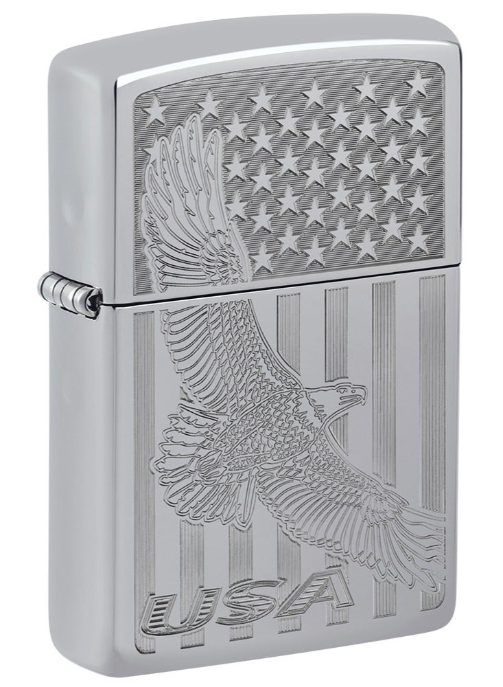Zippo ولاعة Zippo AE400046 250 USA Flying Eagle عالية الجودة مقاومة للرياح من الكروم - Image 1