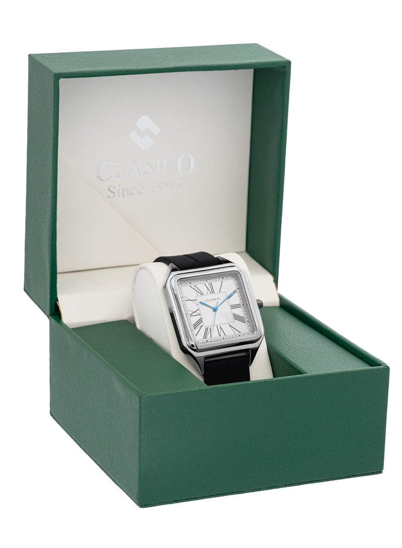 Clasico ساعة روبيكس كواتز مينيمال – أسود وفضي | قرص مربع | تصميم بسيط مع حزام سيليكون فاخر وقفل مغناطيسي – حركة كواتز من الطراز النخبوي Y121 – تصميم مقاوم للماء - Image 5