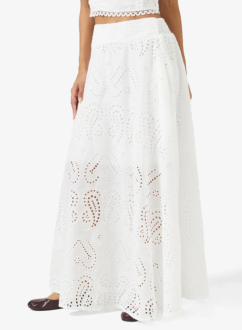 Ginger Lace Openwork Blouse & Maxi Skirt Coord Set