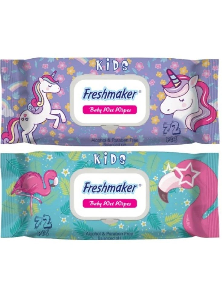 Freshmaker Baby Wet Wipes 72 Pieces Of 2 