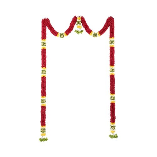 Daedal crafters Mini Thoma Toran for Main Door Entrance, Reusable Thoran for Pooja Mandir & Living Room Décor, Bandarwal for Festival Decoration, Flower Hanging for Home & Office Décor (42x60 inch) - Image 3