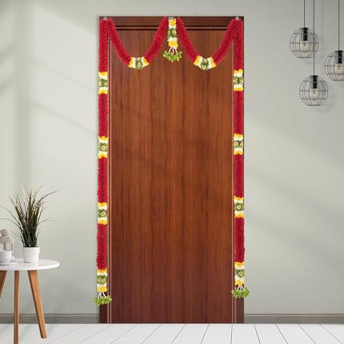 Daedal crafters Mini Thoma Toran for Main Door Entrance, Reusable Thoran for Pooja Mandir & Living Room Décor, Bandarwal for Festival Decoration, Flower Hanging for Home & Office Décor (42x60 inch) - Image 1