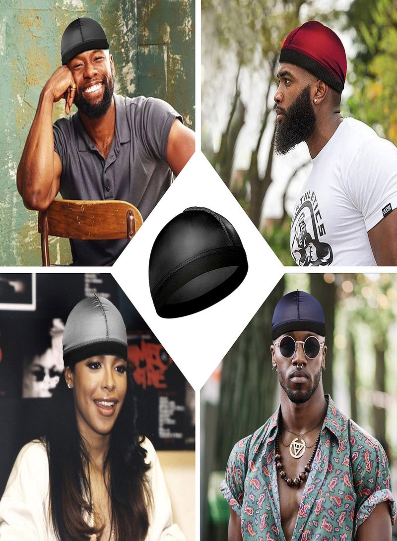 4Pcs Satin Wave Caps for 360 Waves, Comfortable Compression for Men, Large Size Suitable for Adults, Ideal Silk Durag for Wave Styles for Both Men and Women