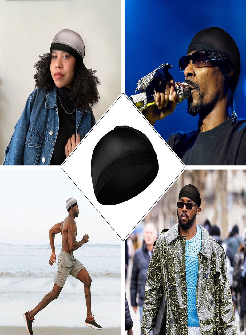 4Pcs Satin Wave Caps for 360 Waves, Comfortable Compression for Men, Large Size Suitable for Adults, Ideal Silk Durag for Wave Styles for Both Men and Women