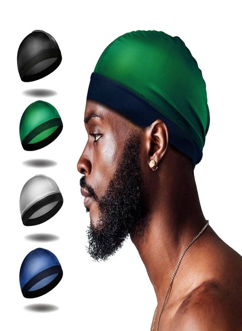 4Pcs Satin Wave Caps for 360 Waves, Comfortable Compression for Men, Large Size Suitable for Adults, Ideal Silk Durag for Wave Styles for Both Men and Women