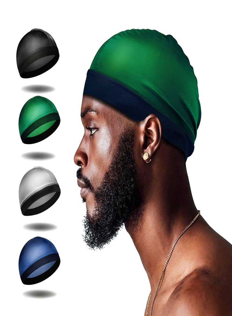 4Pcs Satin Wave Caps for 360 Waves, Comfortable Compression for Men, Large Size Suitable for Adults, Ideal Silk Durag for Wave Styles for Both Men and Women