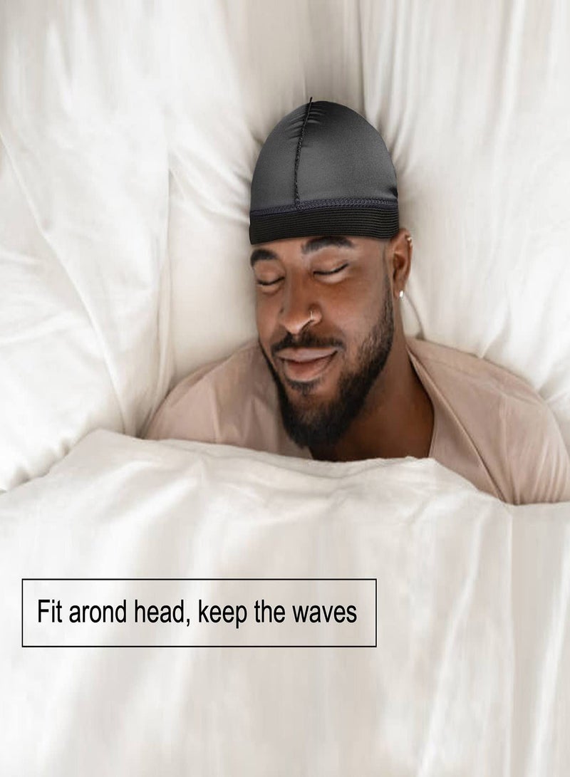4Pcs Satin Wave Caps for 360 Waves, Comfortable Compression for Men, Large Size Suitable for Adults, Ideal Silk Durag for Wave Styles for Both Men and Women