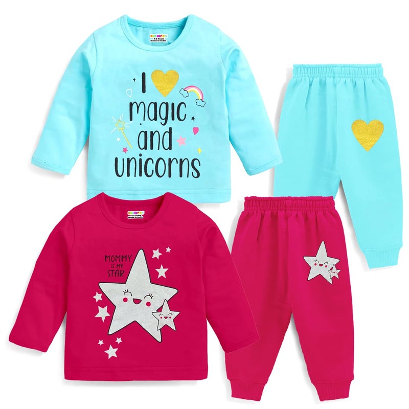 Kuchipoo Girl Regular Fit Cotton Printed T-Shirts and Pyjamas Set (KUC-PSUT-132, 4-5 Years, Multi-Colored) - Image 5