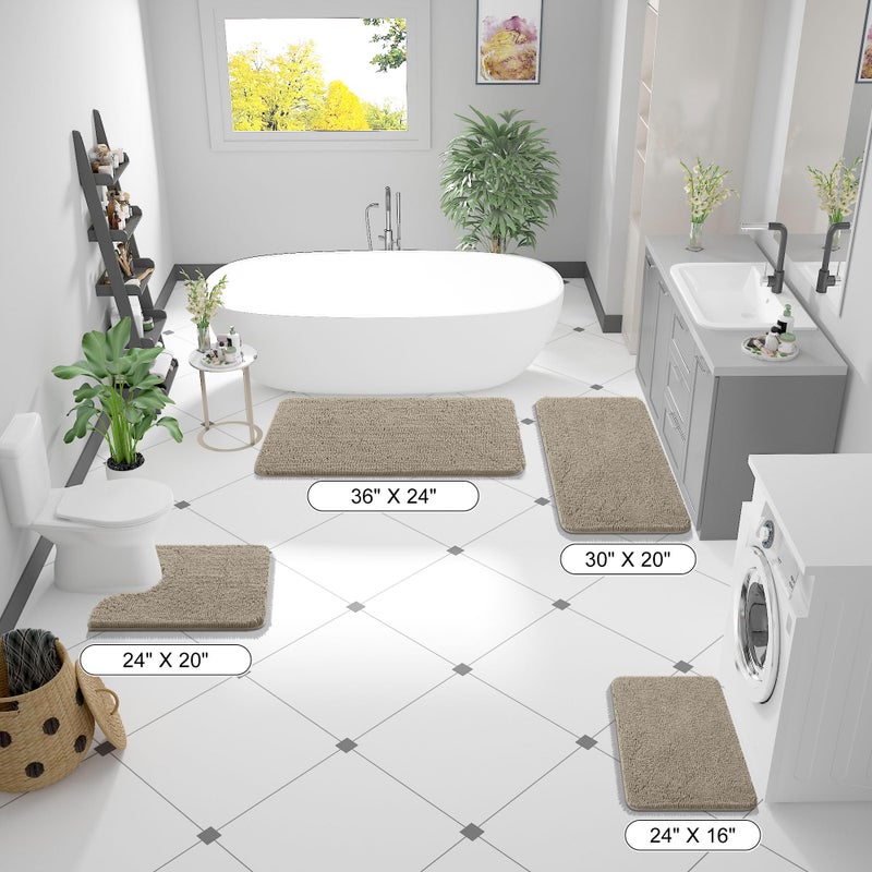 OLANLY Bathroom Rugs 30x20, Extra Soft Absorbent Chenille Bath Rugs, Rubber Backing Quick Dry, Machine Washable Bath Mats for Bathroom Floor, Tub and Shower, Home Decor Accessories, Warm Taupe - Image 2