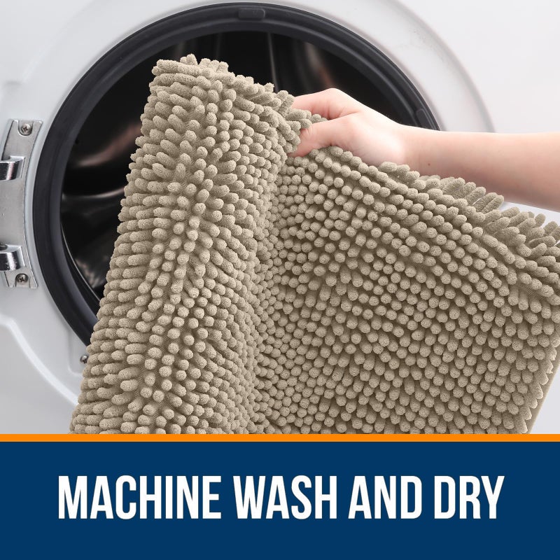 OLANLY Bathroom Rugs 30x20, Extra Soft Absorbent Chenille Bath Rugs, Rubber Backing Quick Dry, Machine Washable Bath Mats for Bathroom Floor, Tub and Shower, Home Decor Accessories, Warm Taupe - Image 5