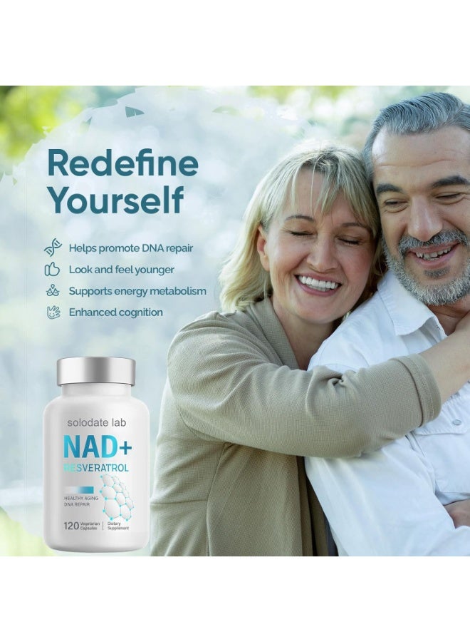 1000mg NAD+ & Resveratrol – for Cellular Energy, Immune Support & Healthy Aging – 120 Capsules - Image 2