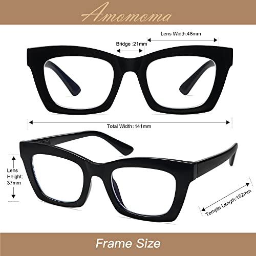 AMOMOMA 3 Pack Trendy Oversized Blue Light Stylish Readers for Women,Retro Square Cute Sturdy Computer Womens Reading Glasses AM6042 Black+Brown+Purple Tortoise 1.5 - Image 5