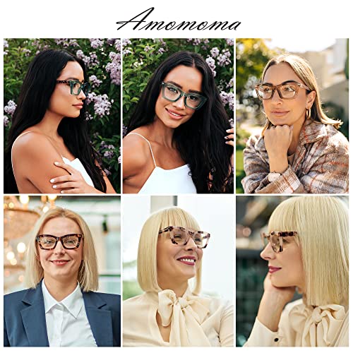 AMOMOMA 3 Pack Trendy Oversized Blue Light Stylish Readers for Women,Retro Square Cute Sturdy Computer Womens Reading Glasses AM6042 Black+Brown+Purple Tortoise 1.5 - Image 3