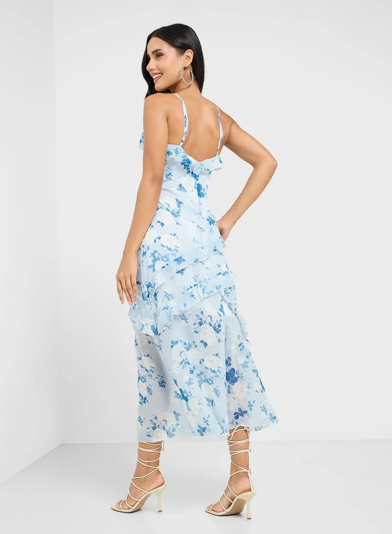 Ginger Floral Ruffle Midi Dress