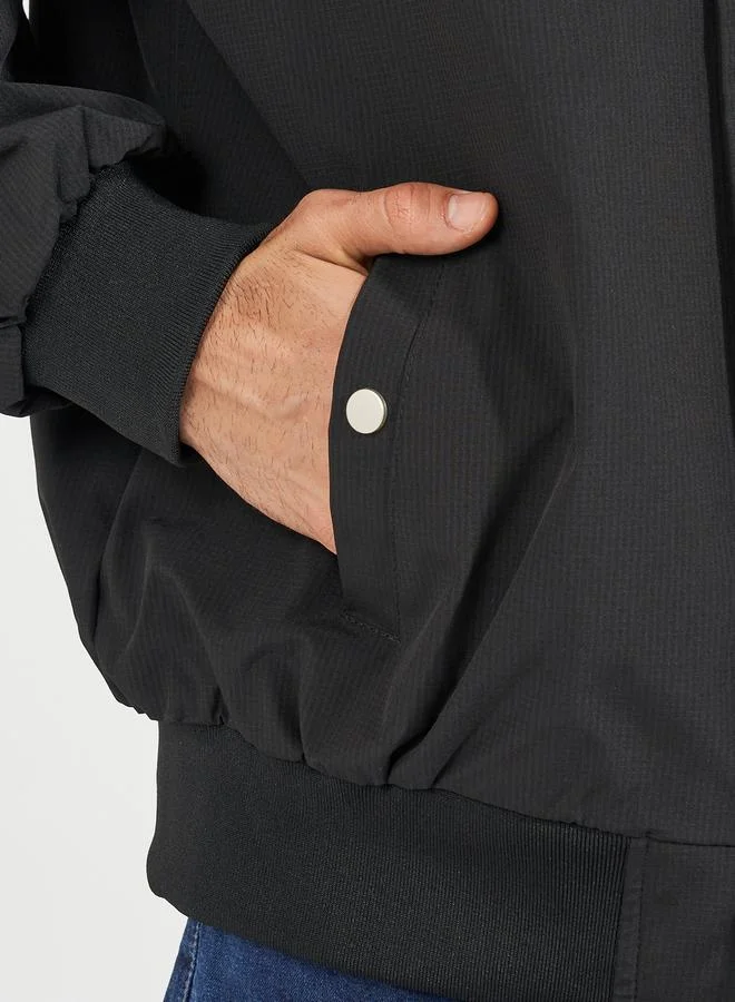 Styli Pocket Zip Detail Lined Solid Bomber Jacket