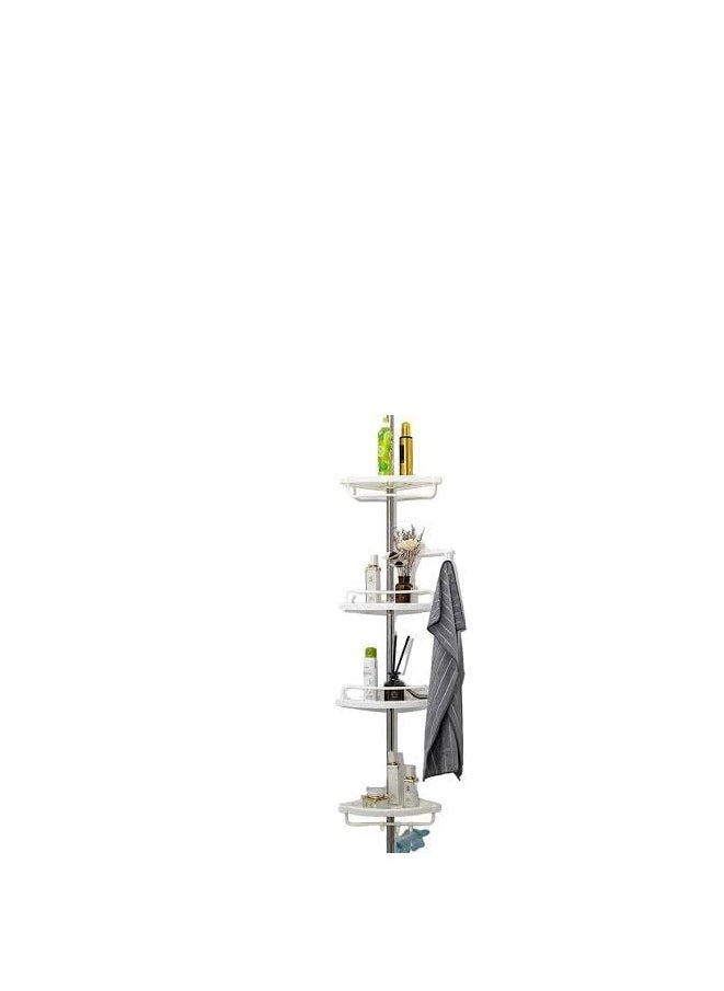 4-storey bathroom corner with a towel holder, stainless steel legs and durable plastic shelves... The column can be extended to different lengths and can be installed between the floor or bathtub and the ceiling, depending on the required installation height.