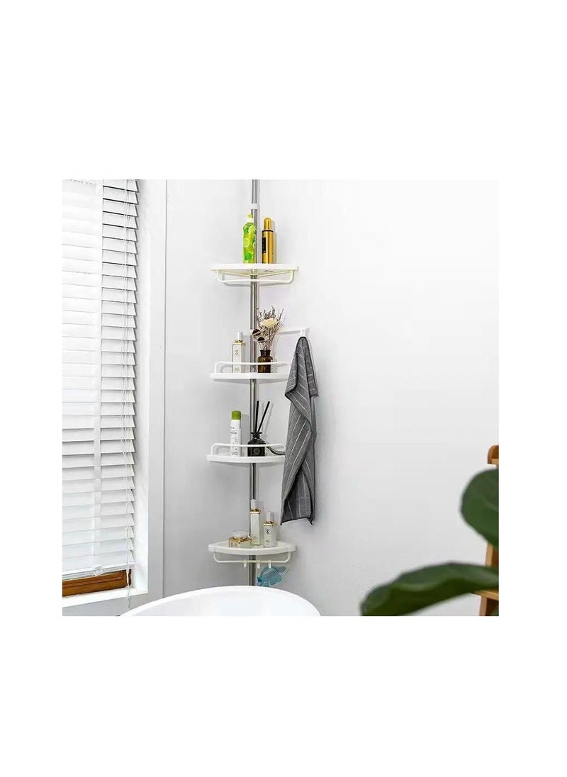 4-storey bathroom corner with a towel holder, stainless steel legs and durable plastic shelves... The column can be extended to different lengths and can be installed between the floor or bathtub and the ceiling, depending on the required installation height.