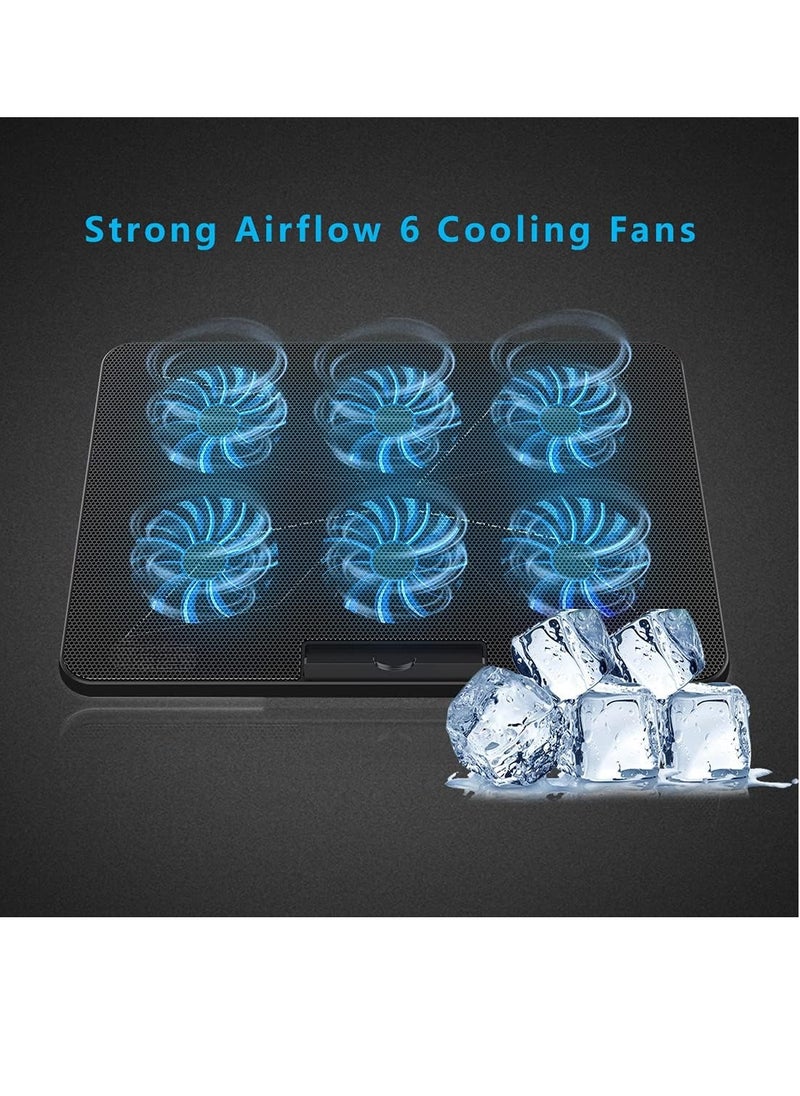 Generic Laptop Cooling Pad,Laptop Cooler Stand with 6 Quiet Cooling Fans and 6 Height Adjustable Dual USB Powered Gaming Laptop Cooling Stand for 12-17 Inch Laptop Computer  - Image 2