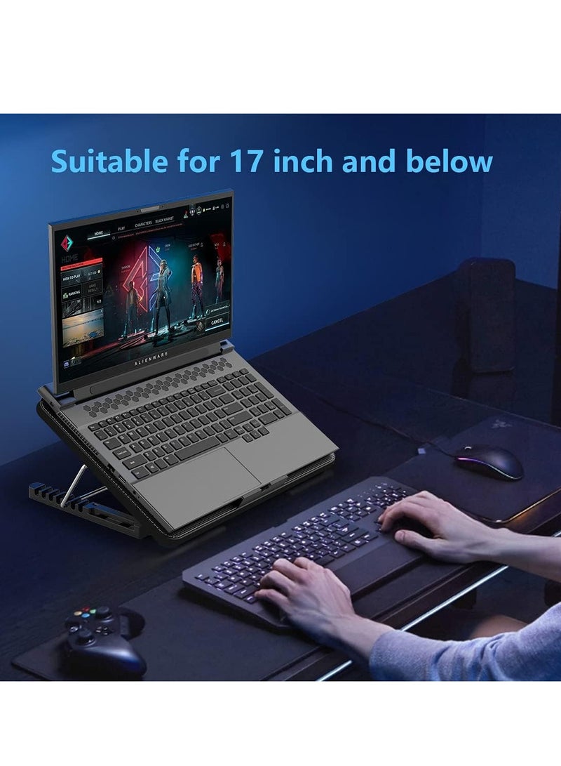 Laptop Cooling Pad,Laptop Cooler Stand with 6 Quiet Cooling Fans and 6 Height Adjustable Dual USB Powered Gaming Laptop Cooling Stand for 12-17 Inch Laptop Computer