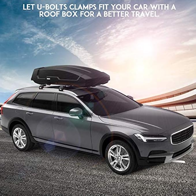 UNIVERSAL ROOF BOX U-BOLT CLAMPS, CARGO CARRIER RACK BRACKET KIT, VAN MOUNTING FITTING 85MM INTERNAL WIDTH ADJUSTABLE U BOLT QUICK RELEASE LATCH FOR HARDWARE W/8 LOCK NUTS (4PCS) - Image 5