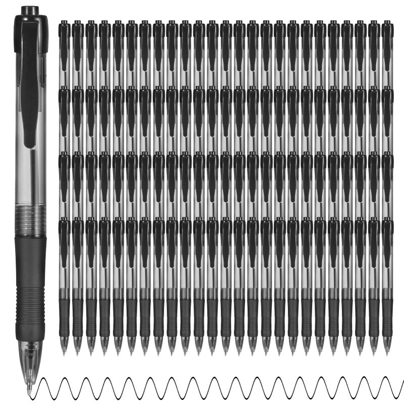 deegtran Pens Bulk, 100 Pack No Bleed Black Ink Click Pens with Soft Grip, Wholesale Retractable Ballpoint Pens for Office School, Medium Point Smooth 1.0MM - Image 1