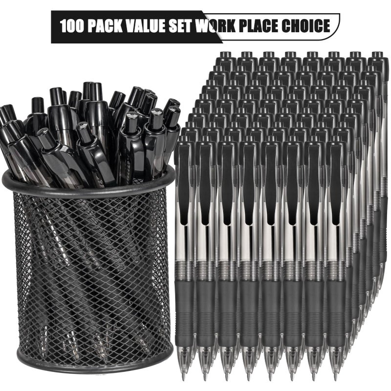 deegtran Pens Bulk, 100 Pack No Bleed Black Ink Click Pens with Soft Grip, Wholesale Retractable Ballpoint Pens for Office School, Medium Point Smooth 1.0MM - Image 2