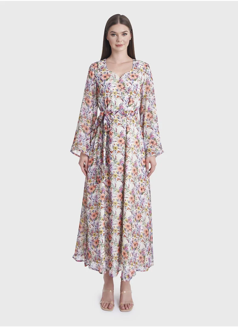 كشخة Fantacy Flower Print Long Dress