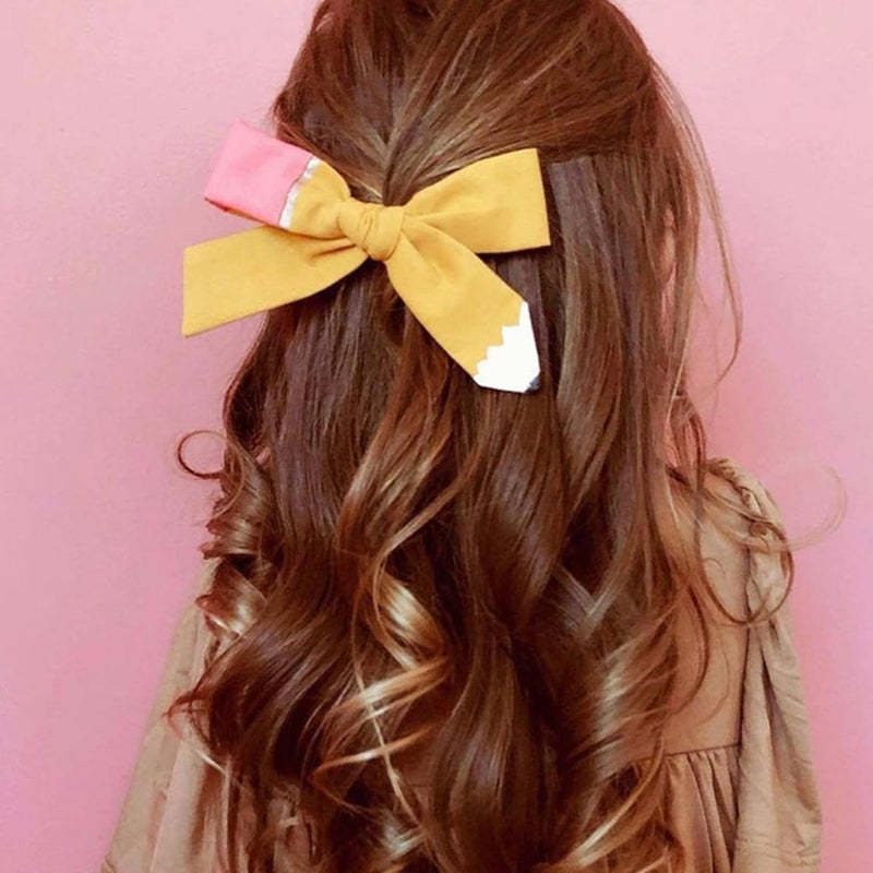 Doneace Back To School Pencil Hair Bows for Girls Yellow Pencil Grosgrain Ribbon Bows Hair Clips for Styling Decorations for Girls First Day of School Kindergarten Girls Students Toddler Hair Accessories - Image 4