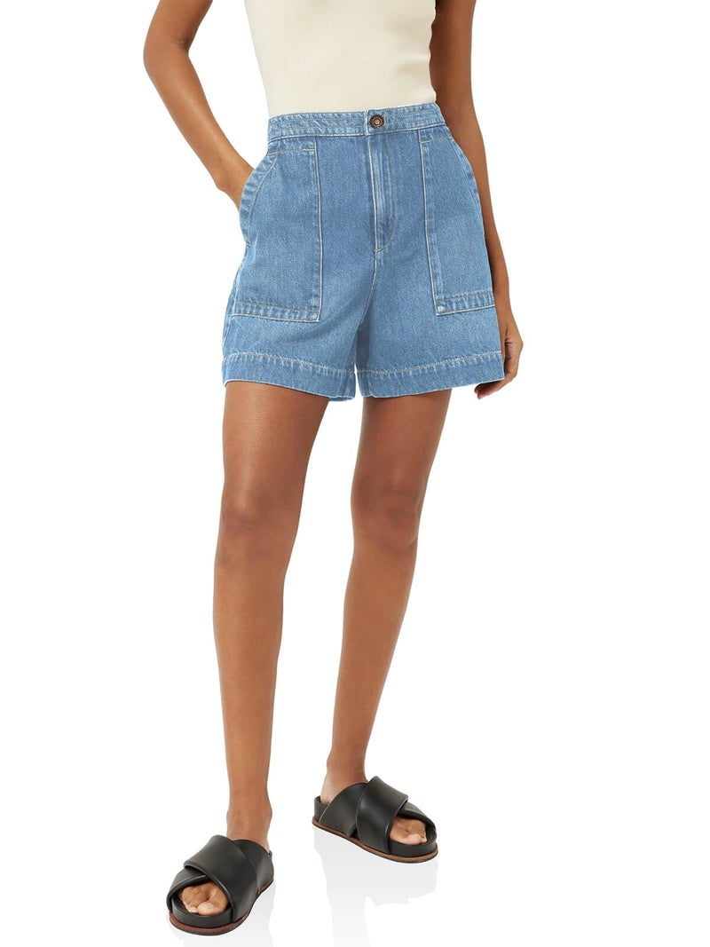 PLNOTME Womens Casual High Waisted Denim Shorts Wide Leg Summer Jean Shorts with Pockets - Image 1