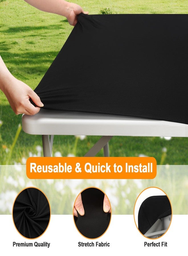 BDDC 2 Pack Rectangle Fitted Table Covers for 6 Foot Tables – 30" x 72" Stretchy Spandex Black Table Cloth, Washable & Wrinkle-Resistant Tablecloth for Indoor/Outdoor Picnics, Patios & Events - Image 5