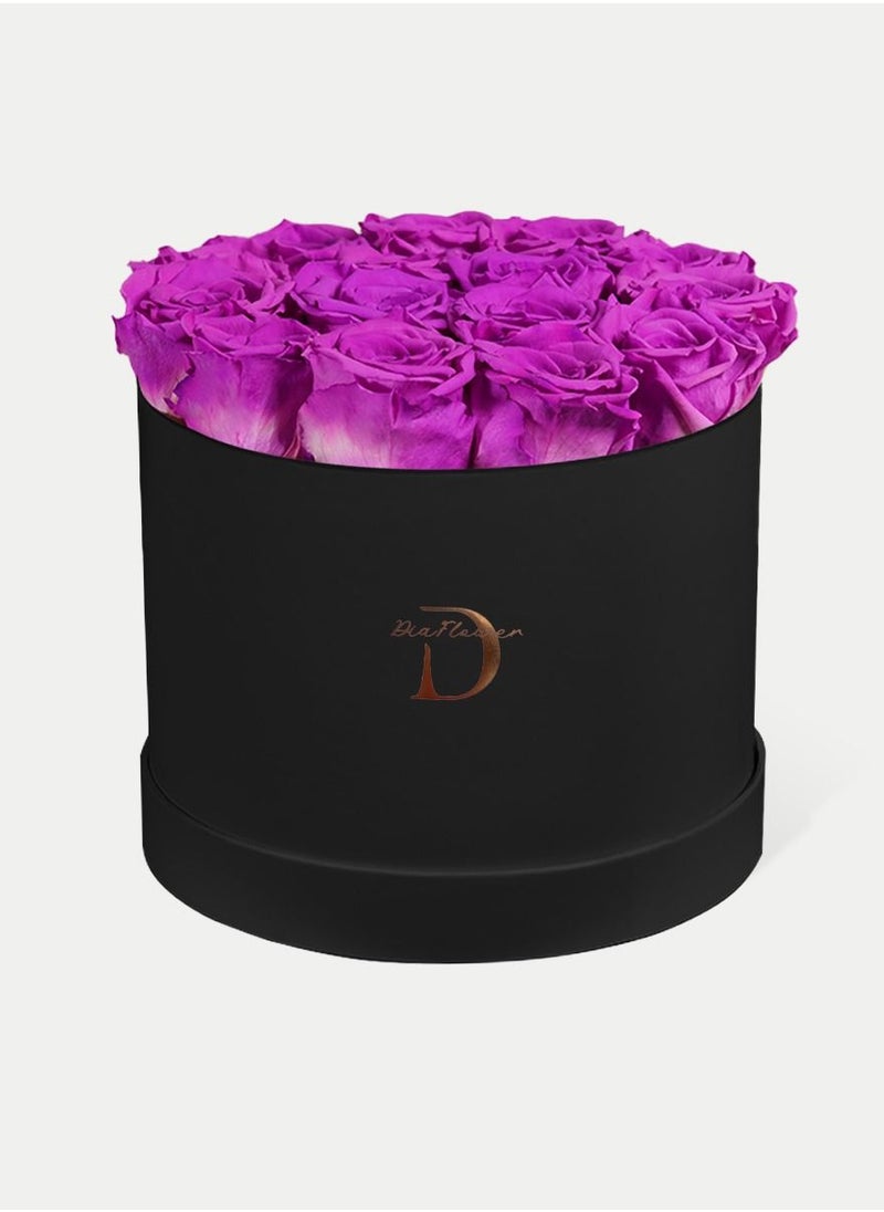 Dia FLOWER - Infinity Round Box, Purple 16 ROSES LARGE - Image 1