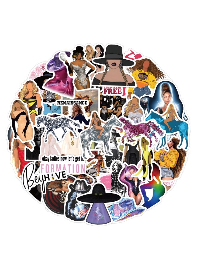 NIBEMINENT 50 Pcs Beyonce Renaissance Deco Kit Waterproof Stickers, High Definition Printing Bright Colors, Suitable for Laptop Skateboard Luggage Water Bottle Guitar DIY  - Image 1