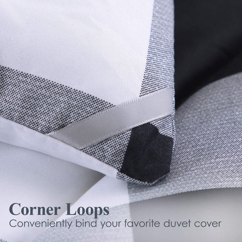 Andency مجموعة الحافز المغطاة باللون الأسود الحجم الكامل (79 × 90 بوصة) 3 قطع (1 لماغ القماش المتجول و 2 بيدات) الصيف خفيفة الوزن بوفالو - Image 4