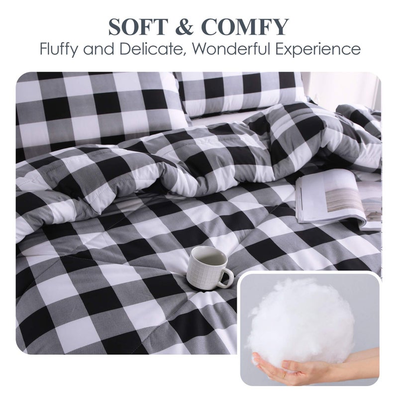 Andency مجموعة الحافز المغطاة باللون الأسود الحجم الكامل (79 × 90 بوصة) 3 قطع (1 لماغ القماش المتجول و 2 بيدات) الصيف خفيفة الوزن بوفالو - Image 5