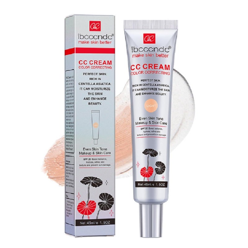 كريم تصحيح اللون CC مع SPF 25 كريم أساس تغطية كاملة سيروم مرطب تحسين نسيج البشرة تجنب أضرار الشمس 45 مل
