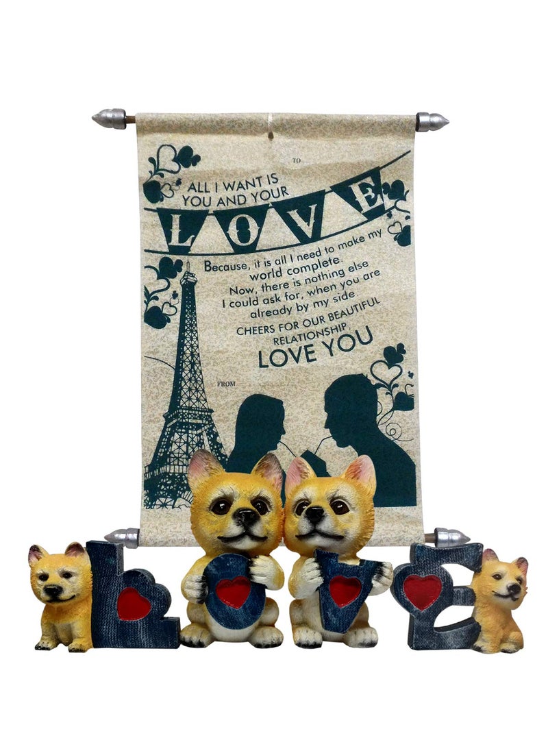 Saugat Traders - Saugat Trades Best Love Gift for Girlfriend - Love Scroll Card & Cat Love Showpiece - Image 1