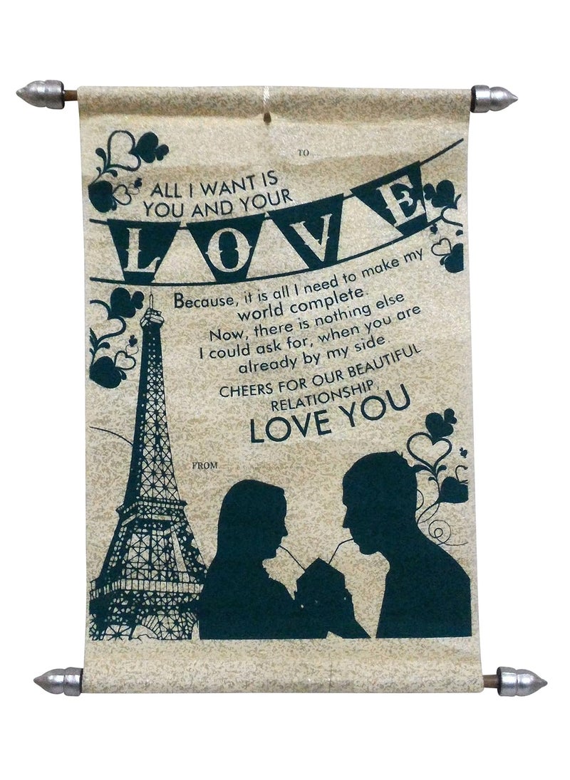 Saugat Traders - Saugat Trades Best Love Gift for Girlfriend - Love Scroll Card & Cat Love Showpiece - Image 1