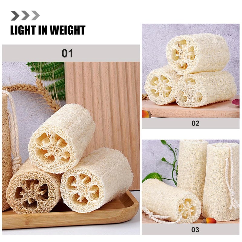 Natural Loofah Sponge Scrubber 4Pcs 8Cm Eco Friendly Dishwashing Bath Exfoliation - Image 4