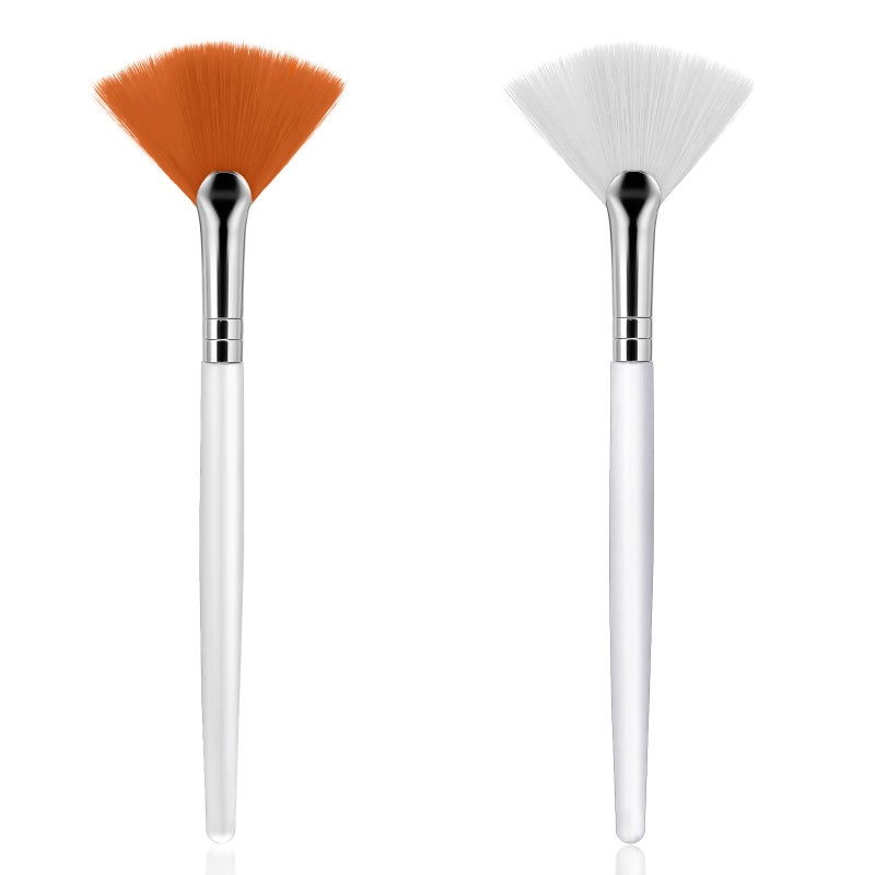 2 Pcs Fan Makeup Brush Fan Brushes Esthetician Facial Mask Brush Highlighter Brush Makeup Face Mask Applicator Face Mask Brush for Women Girls