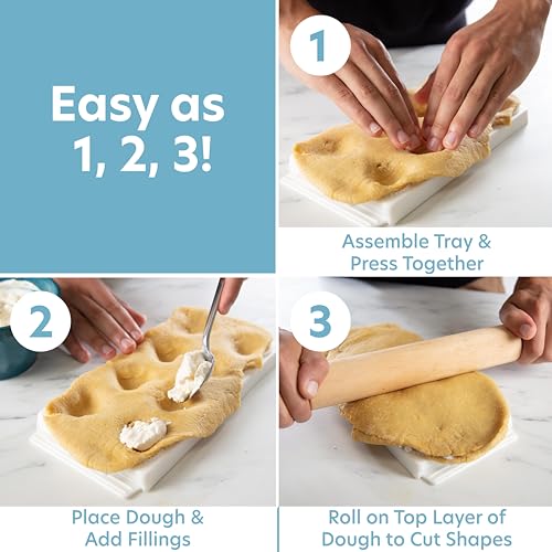 CucinaPro Mini 2" Heart Ravioli Molds - Homemade Filled Pasta Maker- 2 Piece Tray & Press makes 8 Stuffed Raviolis at a Time, Easy to Use & Clean Set- Add Love to your Italian Dinner Party, Gift for Her Him - Image 3
