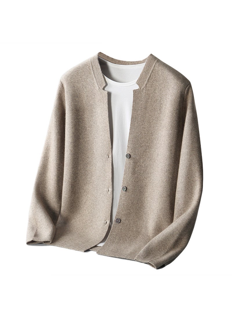 Generic - Mens Wool Cardigan Autumn Winter New Casual Thickened Knitwear Olive green - Image 1