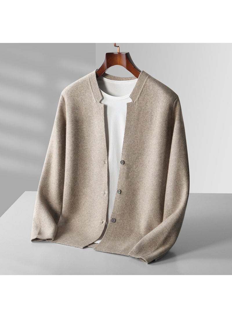 Generic - Mens Wool Cardigan Autumn Winter New Casual Thickened Knitwear Olive green - Image 1