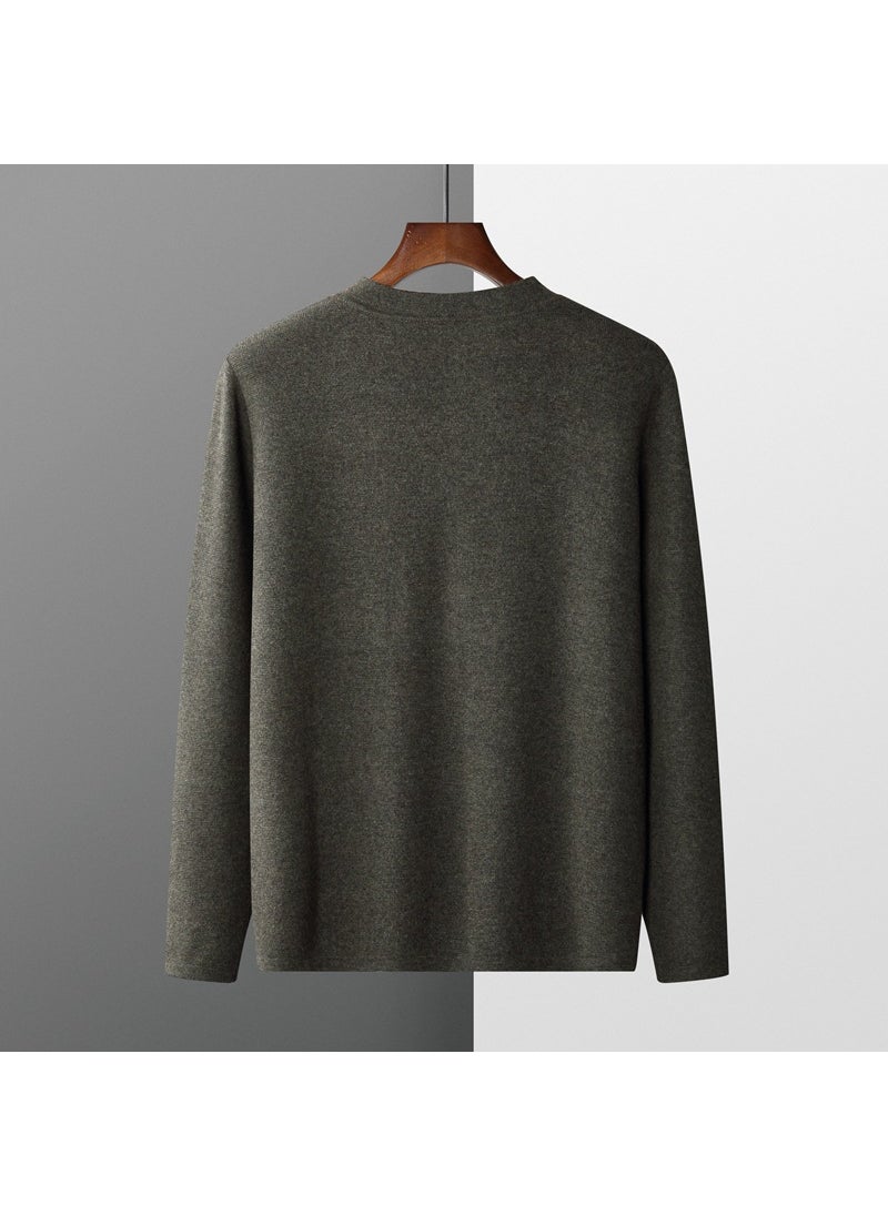 Generic - Mens Wool Cardigan Autumn Winter New Casual Thickened Knitwear Olive green - Image 1