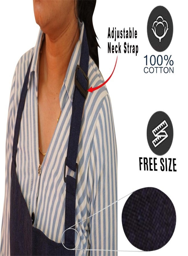 CRAZYWEAVES Set of 2 Cotton Apron for Kitchen-Adjustable Belt-Unisex Apron with Utility Pocket-Cooking Kitchen Apron-Free Size - Image 4