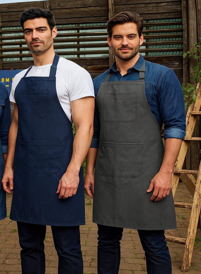 CRAZYWEAVES Set of 2 Cotton Apron for Kitchen-Adjustable Belt-Unisex Apron with Utility Pocket-Cooking Kitchen Apron-Free Size - Image 2